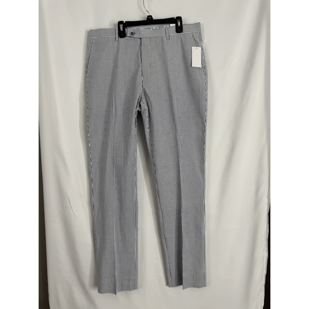 Paisley‎ & Gray Blue White Seersucker Stripe Dress Pants NWT Size 34x32 Slim Fit